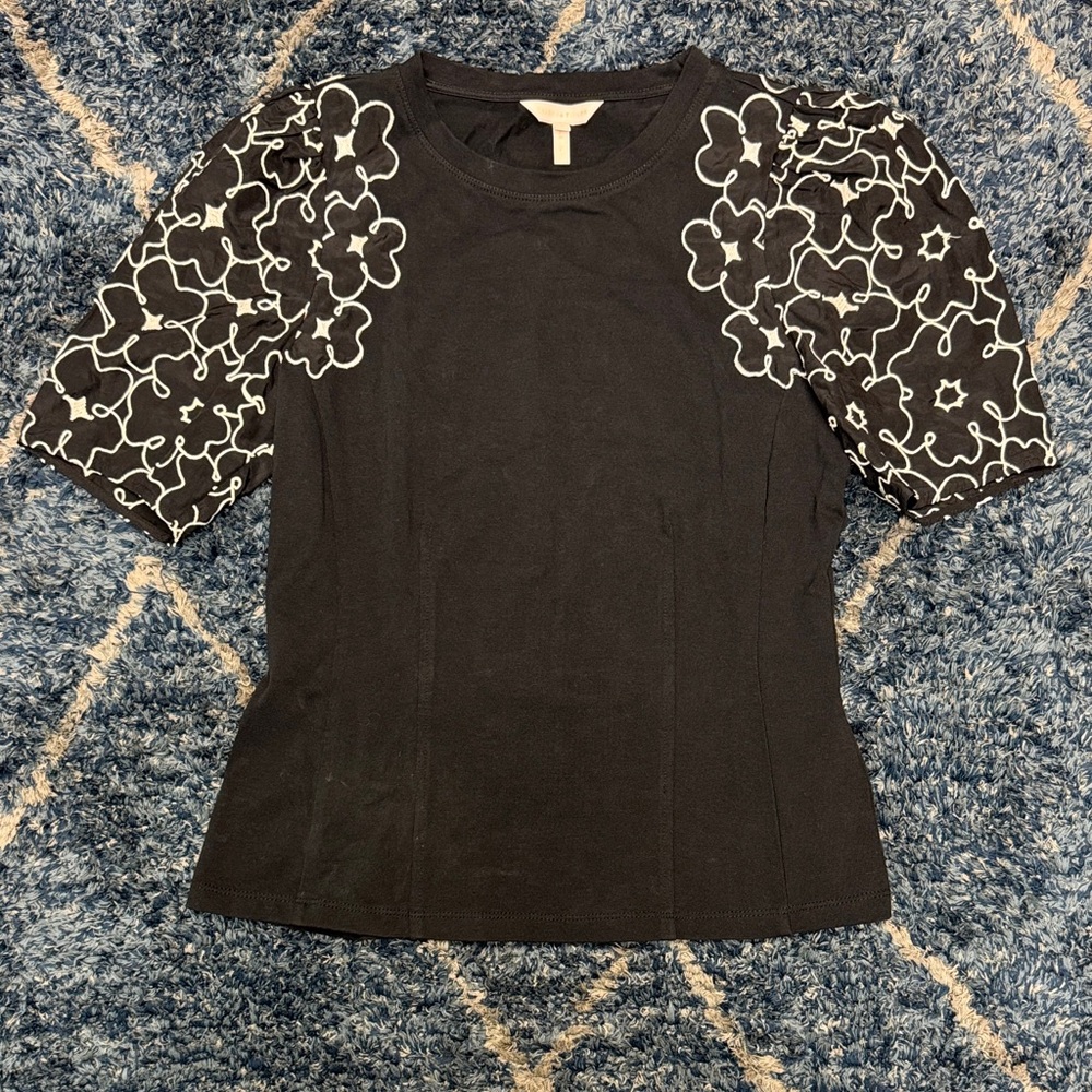 Rebecca Taylor Black Floral Women's Top